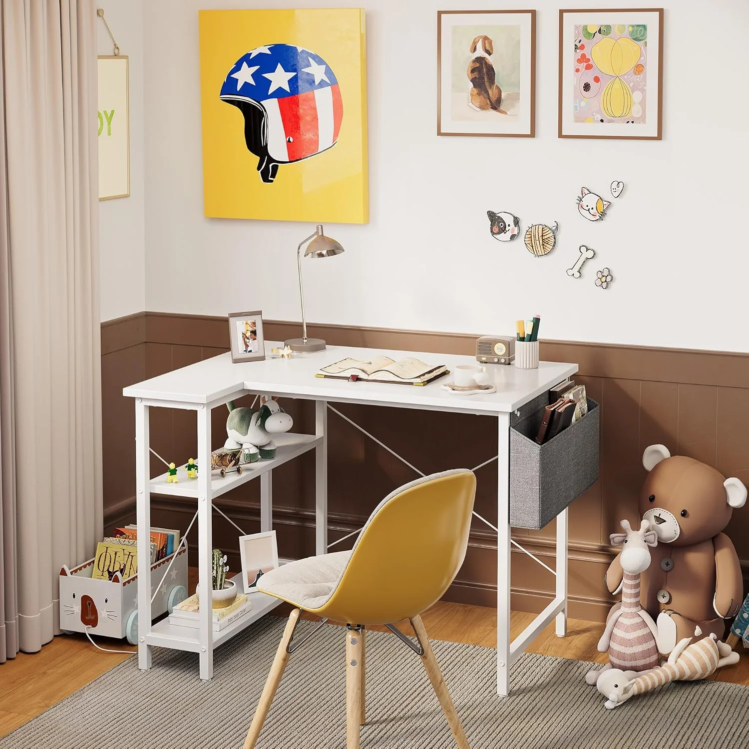 میز کامپیوتر کوچک ال شکل کیوبیکوبی ۴۰ اینچی با قفسههای ذخیرهسازی، میز تحریر و مطالعه گوشهای مناسب منزل و اداره، سفید میز کامپیوتر کوچک ال شکل کیوبیکوبی ۴۰ اینچی با قفسههای ذخیرهسازی، میز تحریر و مطالعه گوشهای مناسب منزل و اداره، سفید