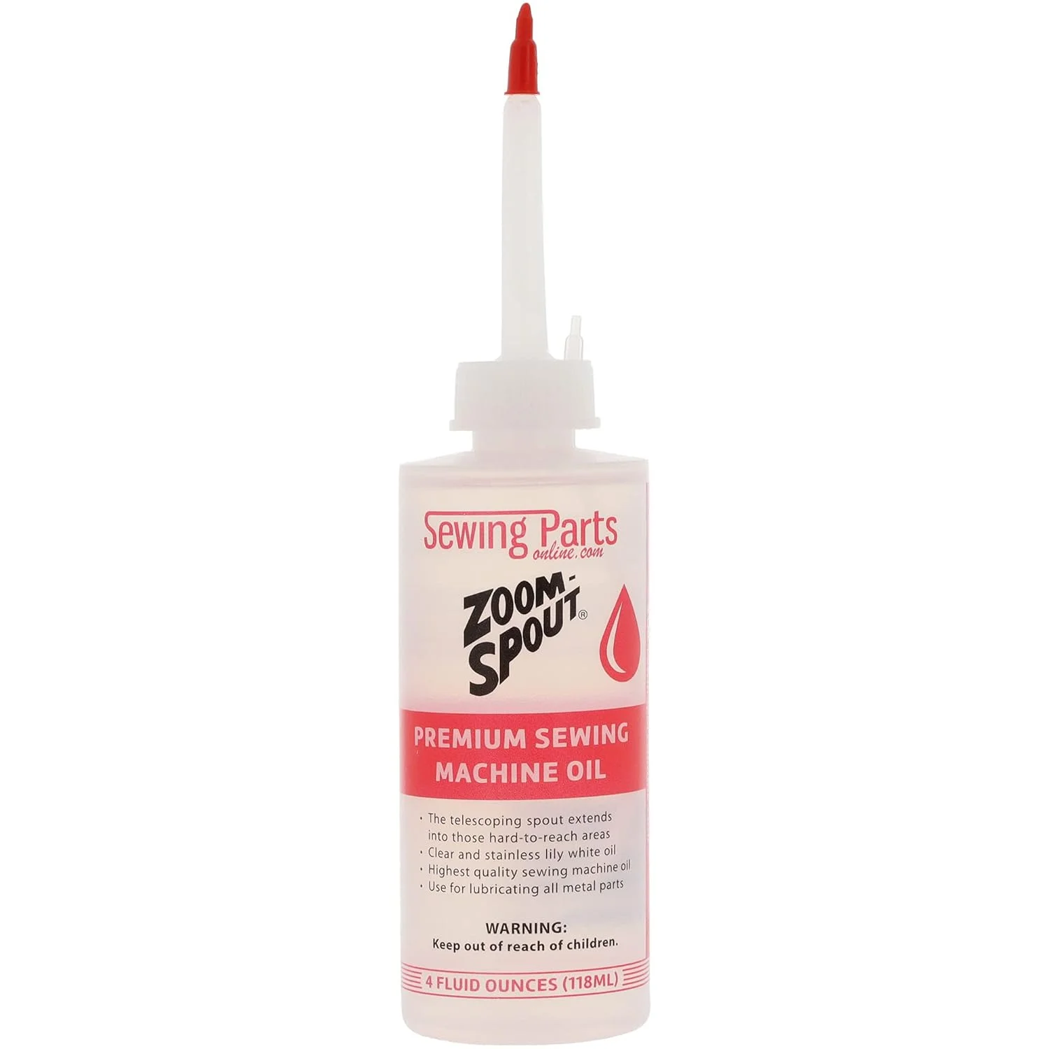 روغن ممتاز چرخ خیاطی با روغن ریز زوم اسپوت | ۱۱۸ میلی لیتر روغن استیل لیلی وایت با نازل تلسکوپی انعطاف پذیر، ایده آل برای ماشین آلات خیاطی و نساجی