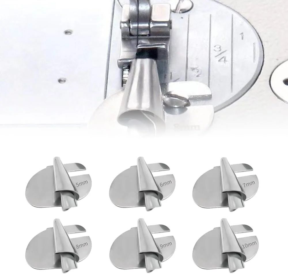 پایه لب تو (Hemmer Foot) چرخ خیاطی، 3 تا 10 میلی‌متر، 8 سایز مختلف، مناسب برای چرخ خیاطی‌های خانگی و صنعتی (6 عدد - 5/6/7/8/9/10 میلی‌متر)