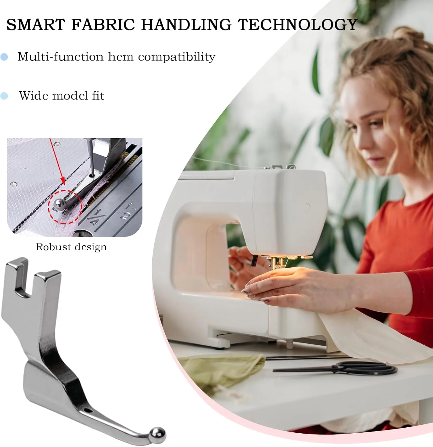 پایه دوخت - پایه فشاری پولک و منجوق | طراحی بدون ضربه زدن به منجوق، تکنولوژی ضد فر خوردگی، لوازم جانبی چرخ خیاطی برای پارچه های مجلسی، پولک دار، حریر و پارچه های فشن