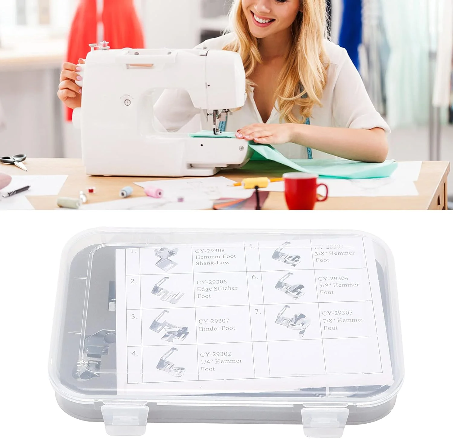 ست لوازم چرخ خیاطی، لبه دوزی آسان و یکدست، 1 ست لوازم لبه دوزی استیل ضد زنگ برای شال، پیراهن و شلوار