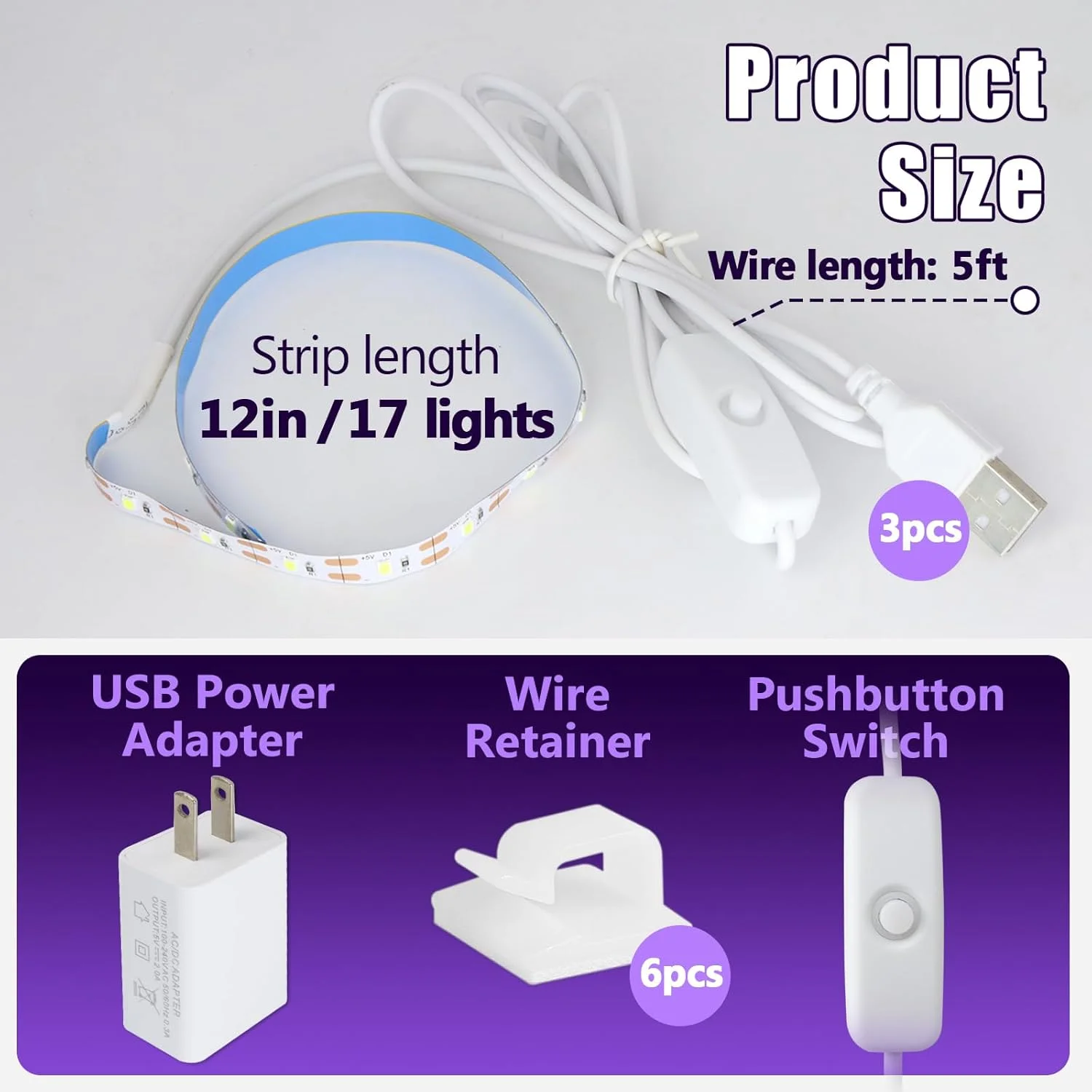 نوار چراغ LED چرخ خیاطی 3 عددی با دیمر لمسی، نوار چراغ LED چرخ خیاطی 12 اینچی با 60 LED، چراغ سفید روز، مناسب برای همه چرخ خیاطی ها