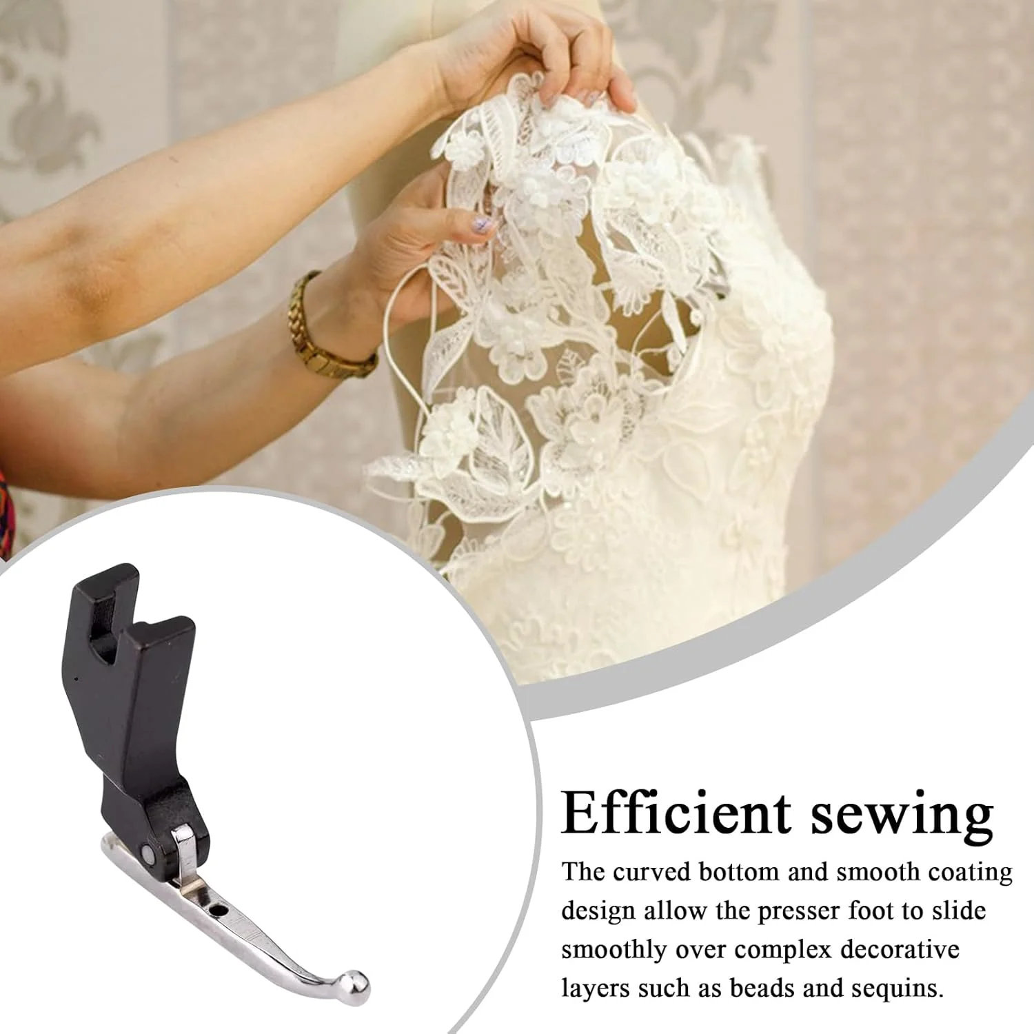 پایه های چرخ خیاطی - پایه فشاری برای چرخ خیاطی، ابزارهای چند منظوره دوخت لحاف دوزی برای دوخت مستقیم، مهره دوزی و چین دادن پولک