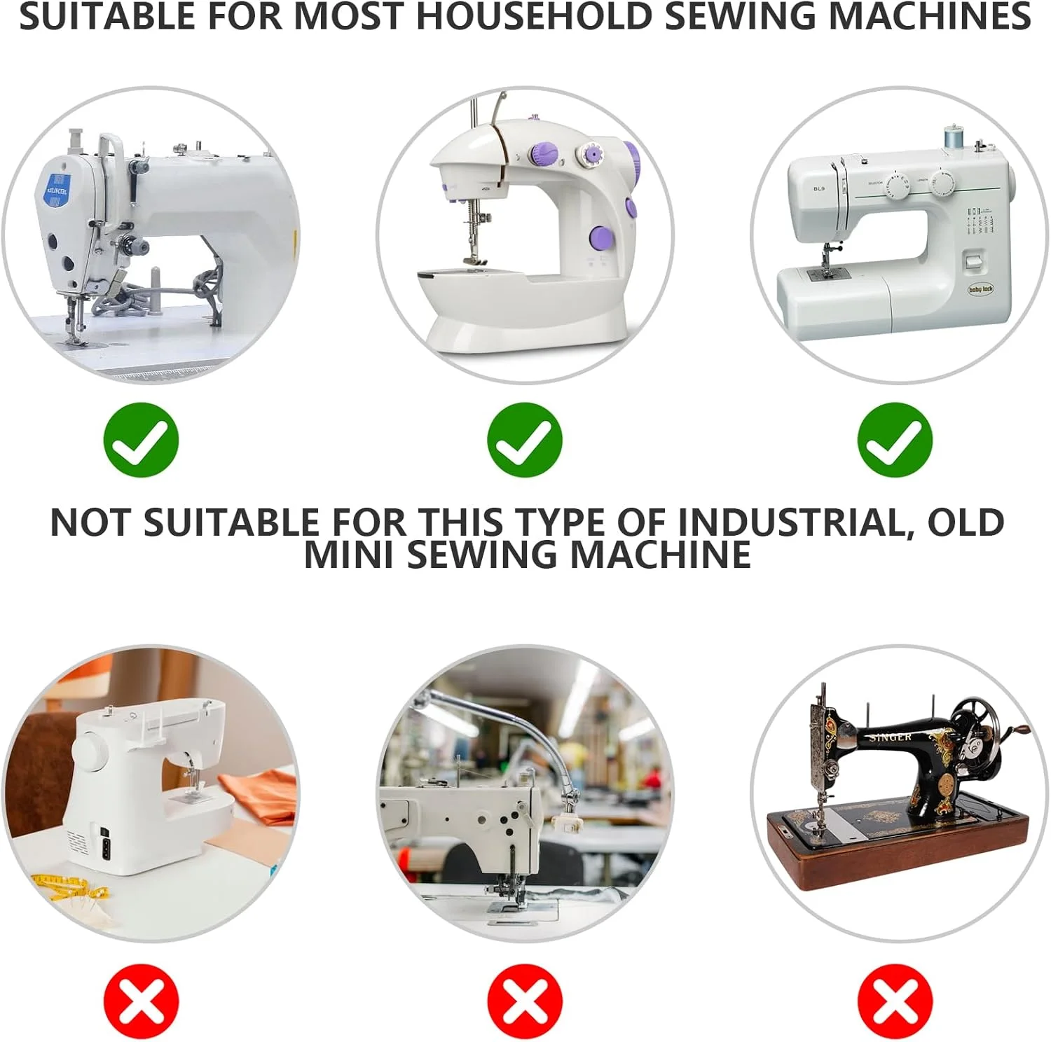 پایه های چرخ خیاطی - ست 5 عددی پایه زیپ نامرئی بادوام از جنس استیل ضد زنگ و پلاستیک برای لوازم جانبی چرخ خیاطی خانگی با ساق کوتاه