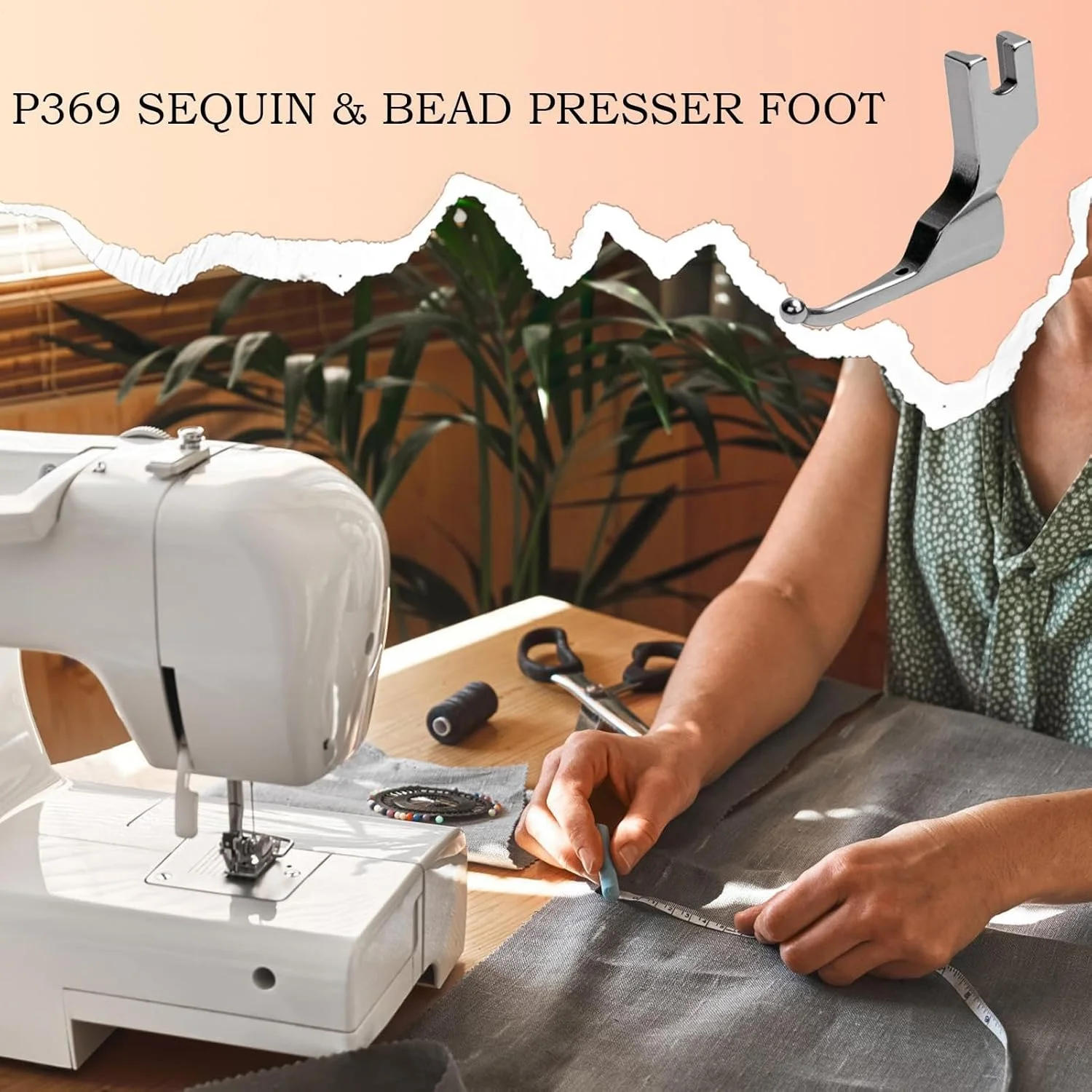 Sewing Machine Feet - Sequin Bead Presser Foot - Sewing Machine Attachment Anti-Curl Technology for Sequins Lace, Tulle, Wedding Dresses, Fashion Fabrics