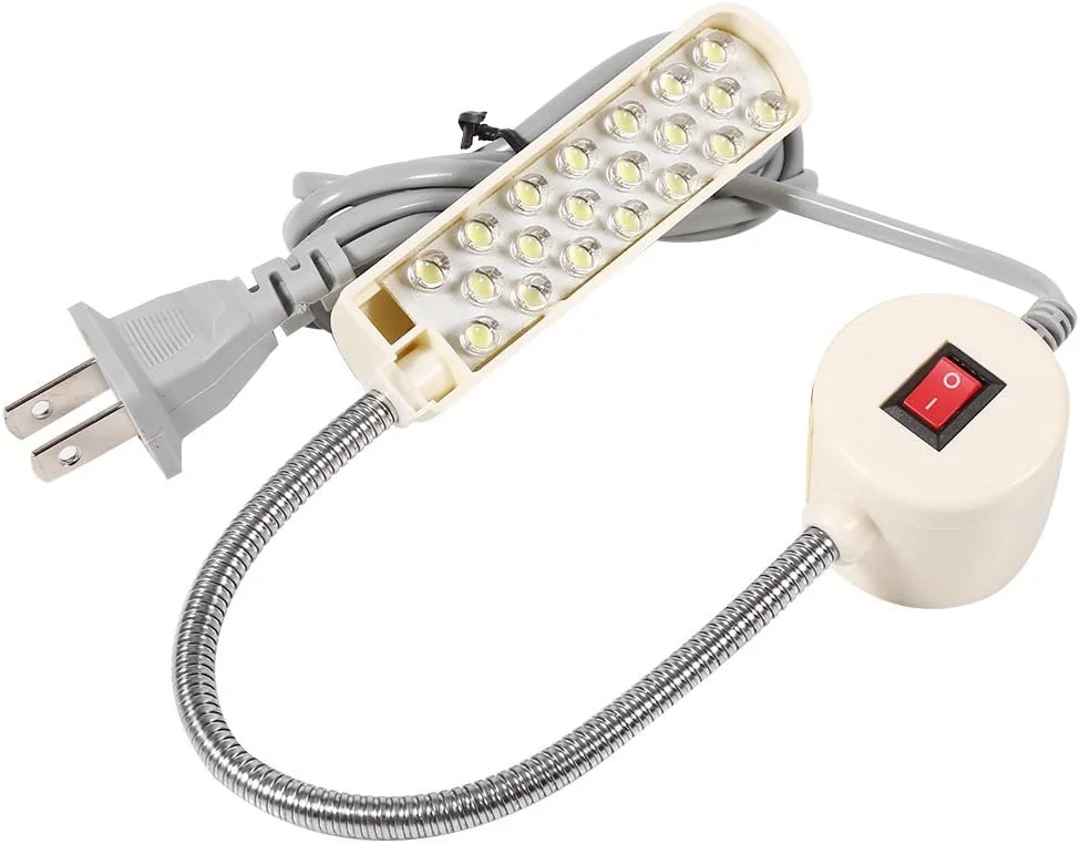 چراغ خیاطی LED با پایه مغناطیسی انعطاف پذیر و کلید روشن/خاموش، مناسب برای اتاق خیاطی و فضای کار (20LED)