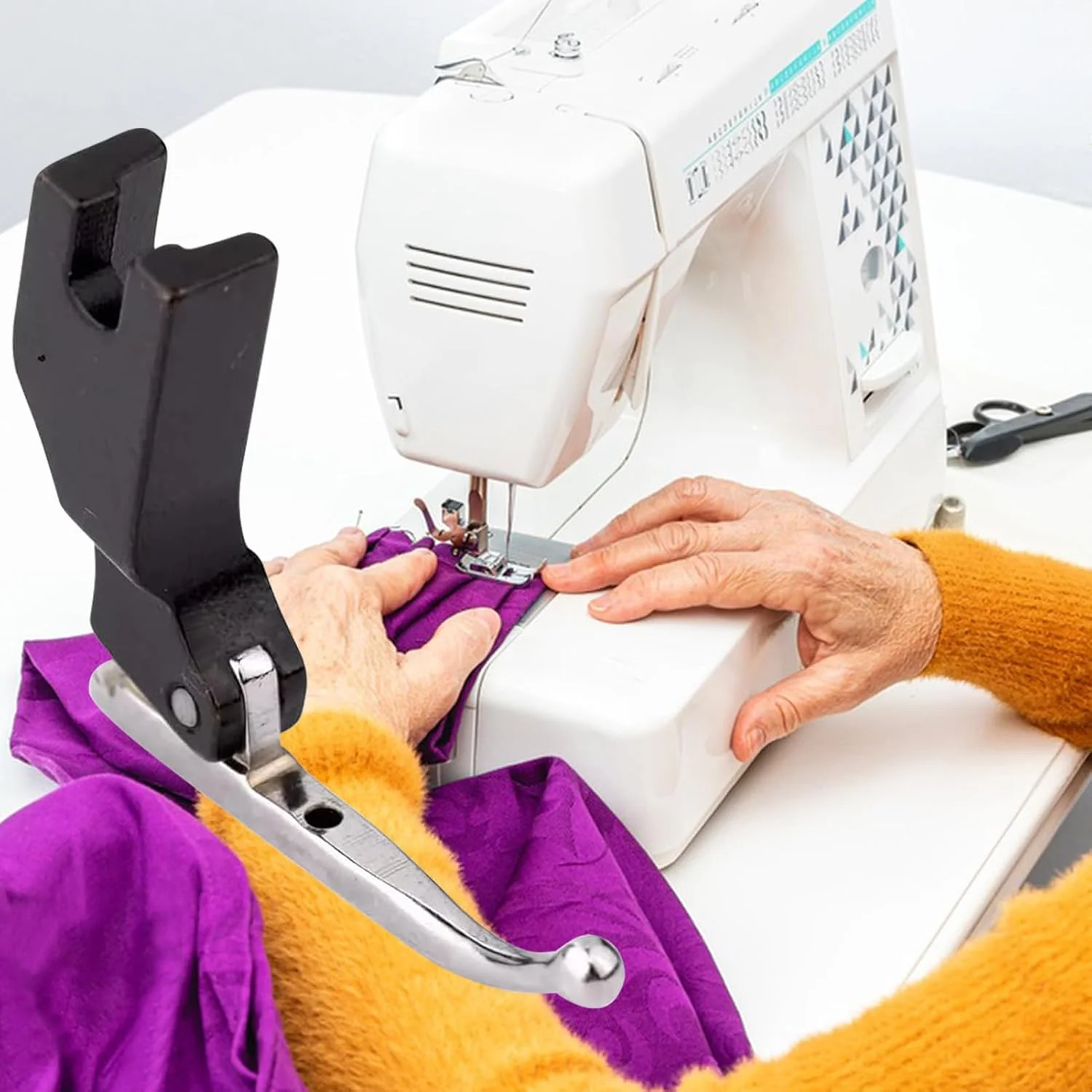 پایه چرخ خیاطی - پایه فشاری برای چرخ خیاطی، ابزارهای چند منظوره برای دوخت، لحاف دوزی و کارهای دستی برای دوخت مستقیم، مهره دوزی و چین دادن پولک