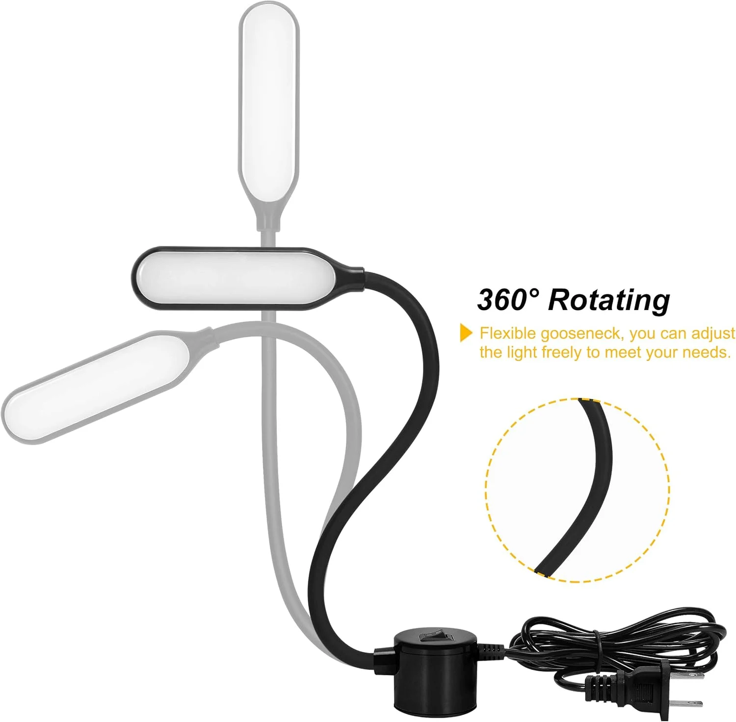 چراغ LED چرخ خیاطی با گردن غازی انعطاف پذیر و پایه مغناطیسی برای میز کار، تراش و دریل