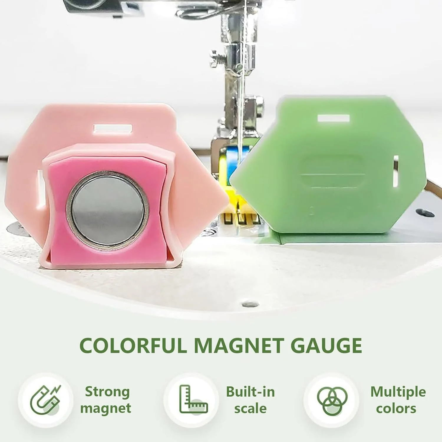 راهنمای مغناطیسی چرخ خیاطی - راهنمای درز مغناطیسی چرخ خیاطی | ابزار چند منظوره چند ضلعی لحاف دوزی با ابزار لبه دوزی مقیاس دار برای میز، جین و شیفون