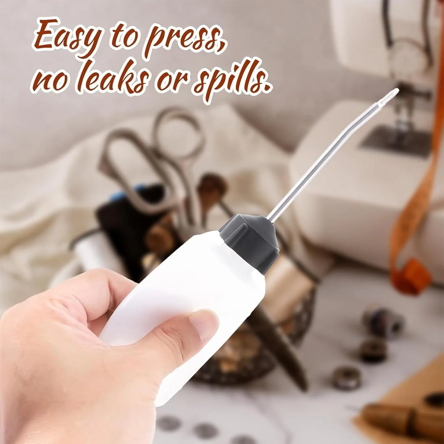 بطری روغن چرخ خیاطی - روغن دان چرخ خیاطی - 120 میلی لیتر، دارای نازل بلند و دقیق برای موتور الکتریکی، توربین، پنکه خانگی، کابل صنعتی و گلدوزی