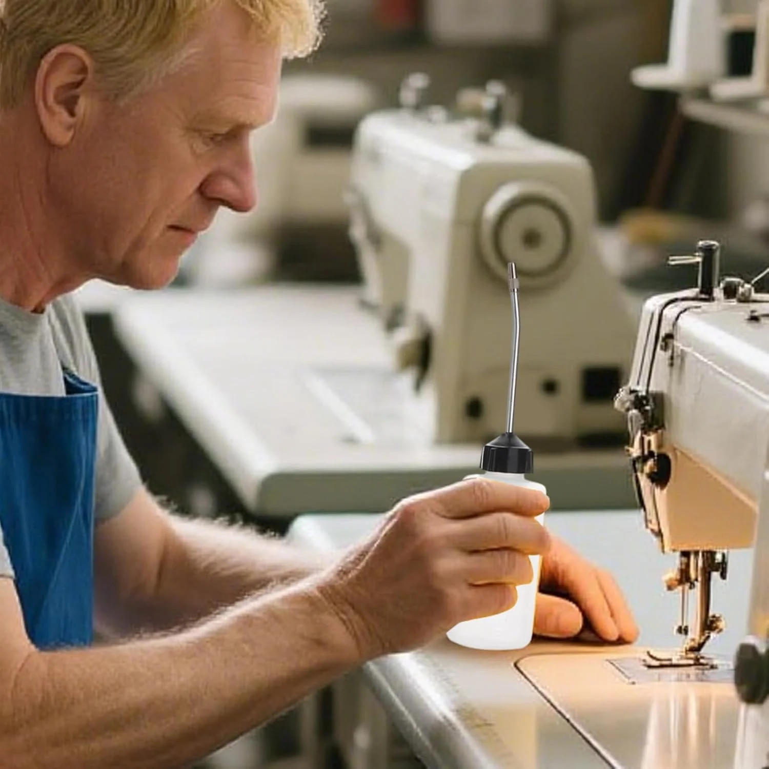 بطری روغن چرخ خیاطی - روغن ریز چرخ خیاطی | قوطی 120 میلی لیتری با نوک بلند برای کابل، نخ، گلدوزی، صنایع دستی، خودرو و مصارف صنعتی