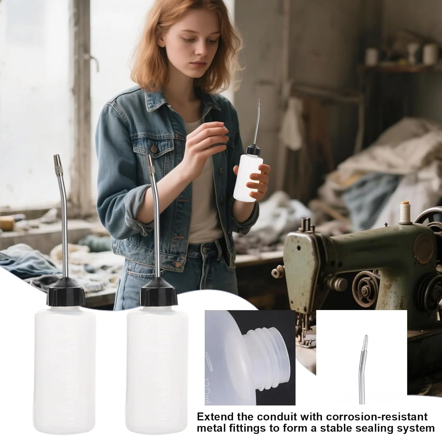 قلم روغن کاری چرخ خیاطی، بطری روغن روان کننده چرخ خیاطی - ظرف 120 میلی لیتری با نازل بلند و دقیق برای کابل توربین نخ صنایع دستی خانگی خودرو