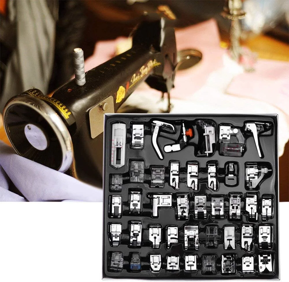 مجموعه 42 عددی پایه های چرخ خیاطی، پایه لب تو، لوازم جانبی و قطعات یدکی برای چرخ خیاطی های سینگر و برادر