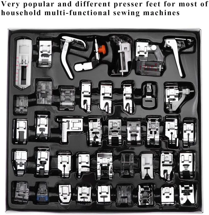 مجموعه 42 عددی پایه های چرخ خیاطی، پایه لب تو، لوازم جانبی و قطعات یدکی برای چرخ خیاطی های سینگر و برادر