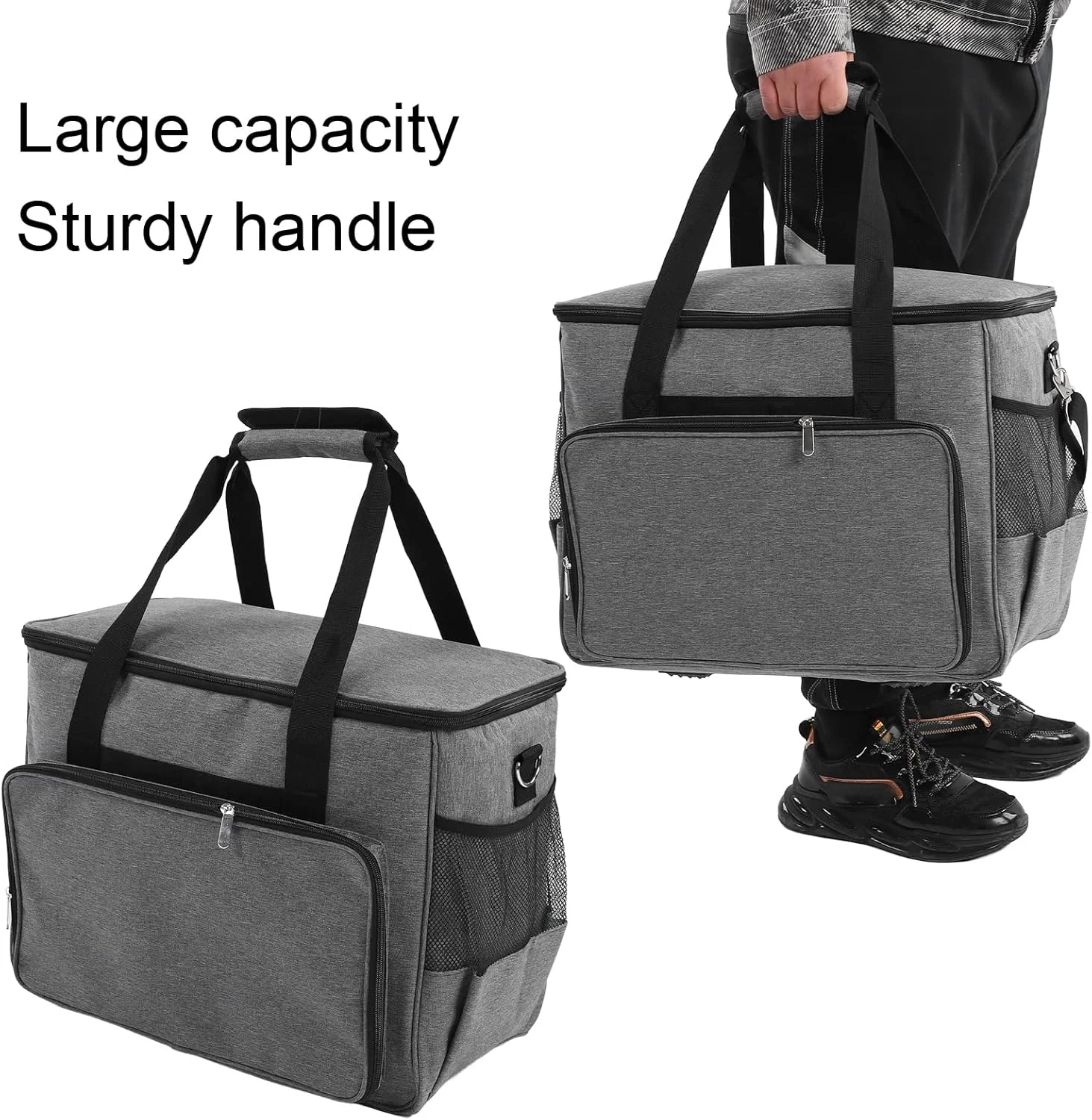 کیف چرخ خیاطی، کیف حمل چرخ خیاطی با دهانه عریض و جیب کناری برای محافظت و نگهداری چرخ خیاطی