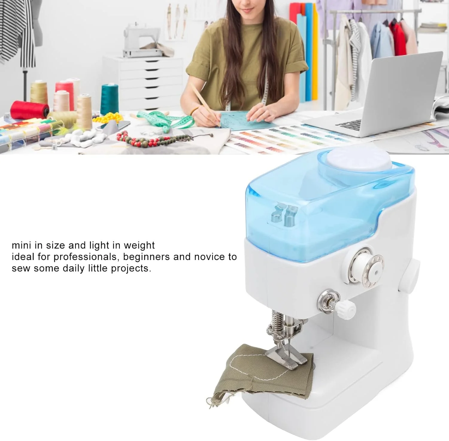 چرخ خیاطی کوچک، چرخ خیاطی ABS چند منظوره مینی قابل حمل برای پارچه