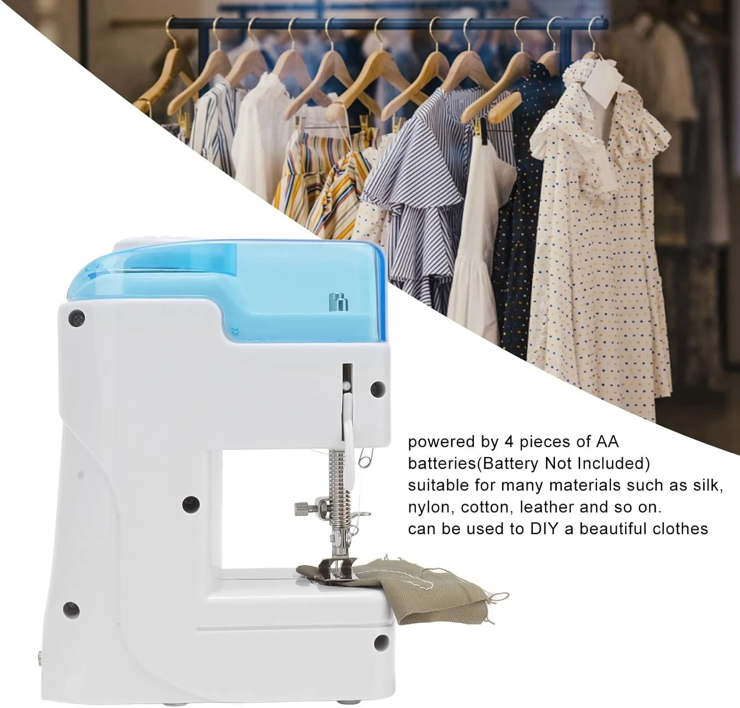 چرخ خیاطی کوچک، چرخ خیاطی ABS چند منظوره مینی قابل حمل برای پارچه