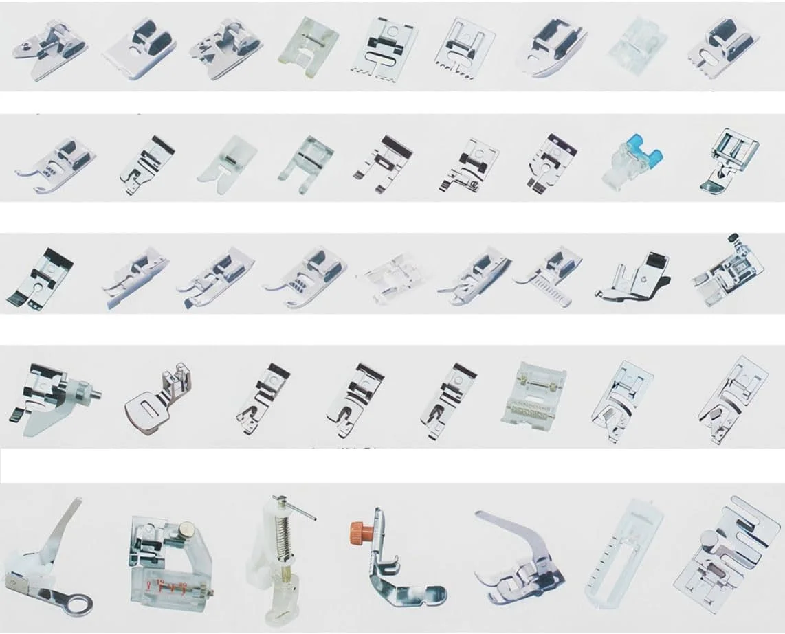 مجموعه 42 عددی پایه های چرخ خیاطی - انتخاب های چند منظوره، 42 پایه برای Brother، Singer، Janome، Toyota و اکثر چرخ خیاطی های پایه کوتاه