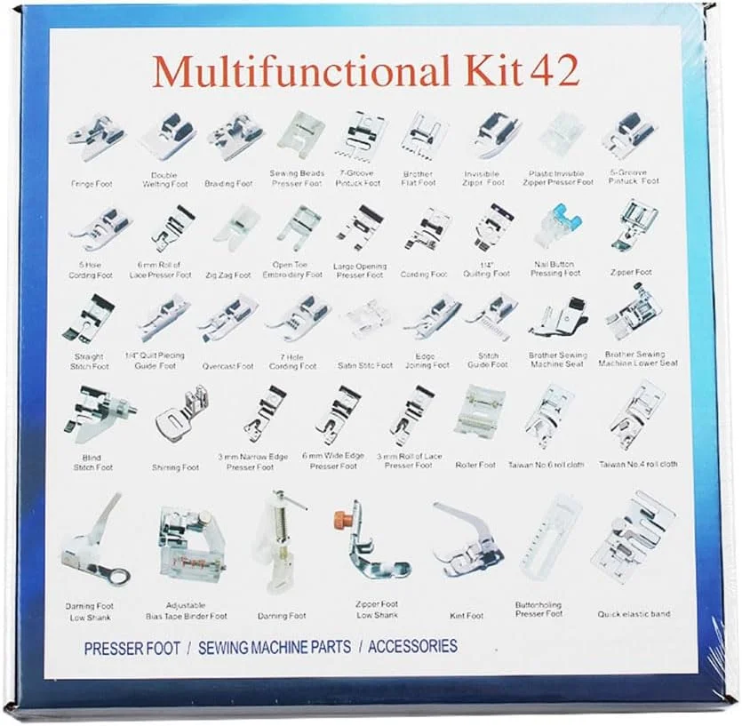 مجموعه 42 عددی پایه های چرخ خیاطی - انتخاب های چند منظوره، 42 پایه برای Brother، Singer، Janome، Toyota و اکثر چرخ خیاطی های پایه کوتاه