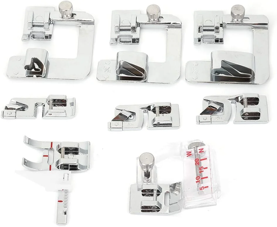 مجموعه ۸ عددی پایه های چرخ خیاطی، کیت پایه های دوخت لبه صاف، لوازم جانبی چرخ خیاطی برای چرخ خیاطی های پایه کوتاه