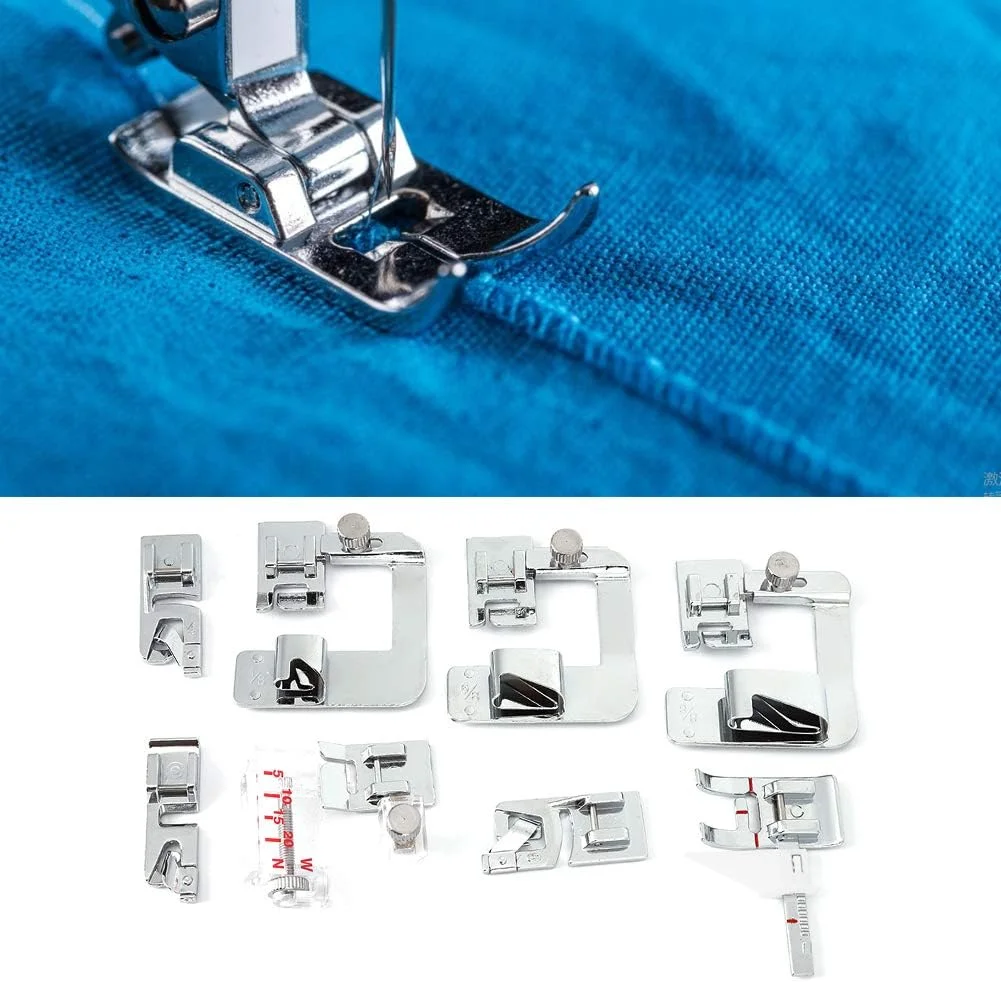 مجموعه ۸ عددی پایه های چرخ خیاطی، کیت پایه های دوخت لبه صاف، لوازم جانبی چرخ خیاطی برای چرخ خیاطی های پایه کوتاه