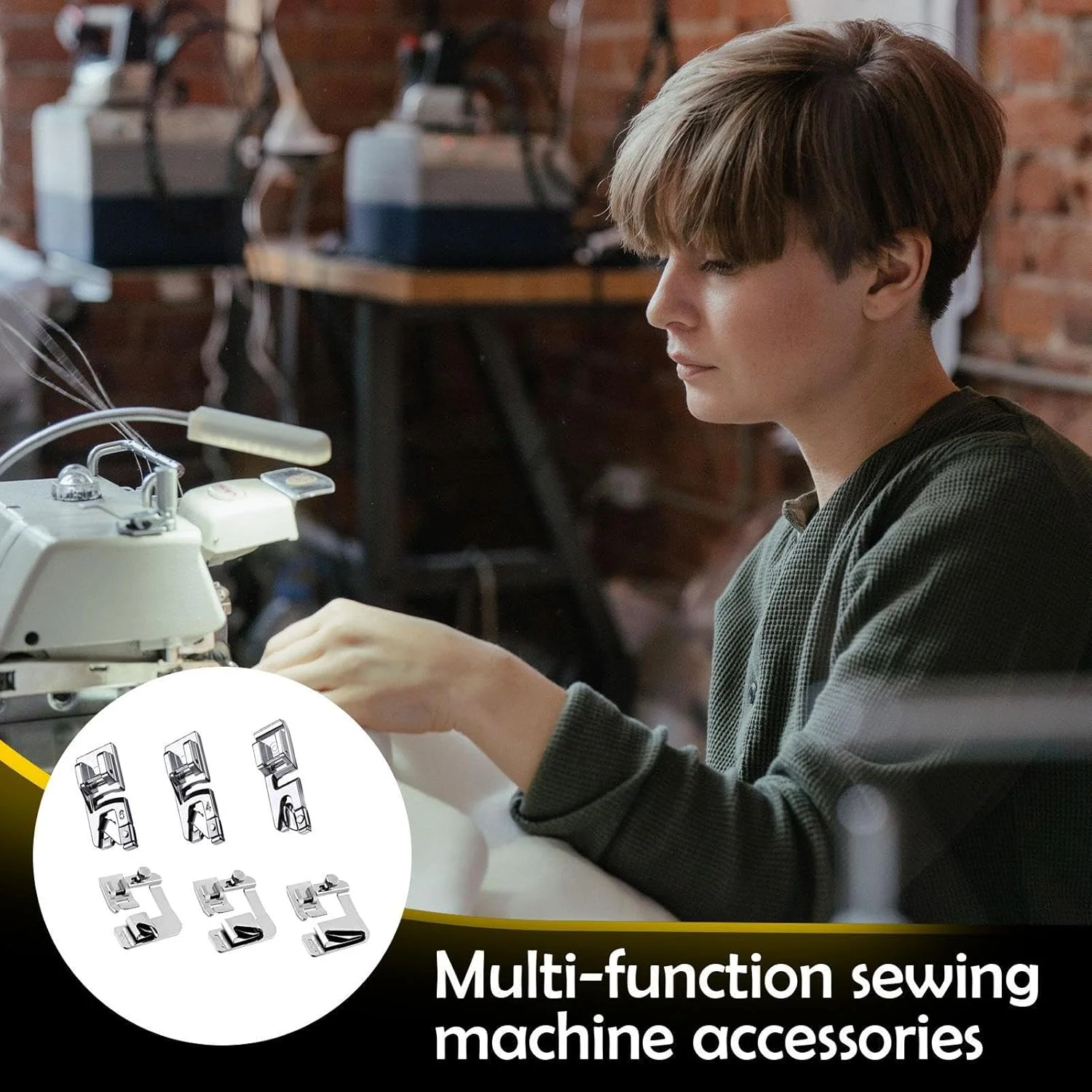 پایه چرخ خیاطی | راهنمای درز لبه نورد شده فلزی چند منظوره - لوازم جانبی چرخ خیاطی برای ملحفه، تی شرت، دامن، پیراهن، روسری، پتو