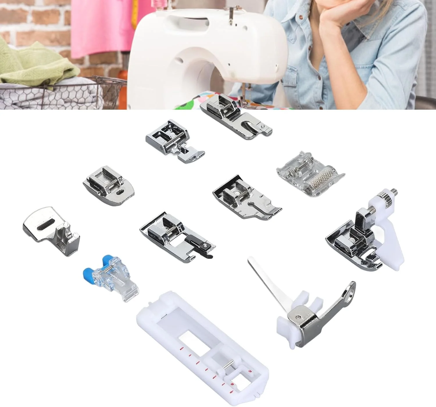 ست پایه های چرخ خیاطی جایگزین پایه های زیپ دوزی برای چرخ خیاطی خانگی 505A، 11 عددی