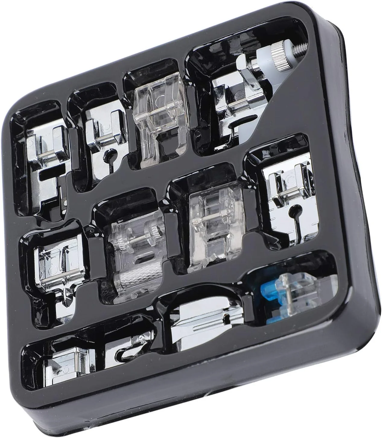 ست پایه های چرخ خیاطی با دفترچه راهنما، 11 عددی، شامل پایه دوخت مستقیم، مناسب برای چرخ خیاطی های سینگر، برادر، ژانومه، تویوتا، به همراه پایه لب تو