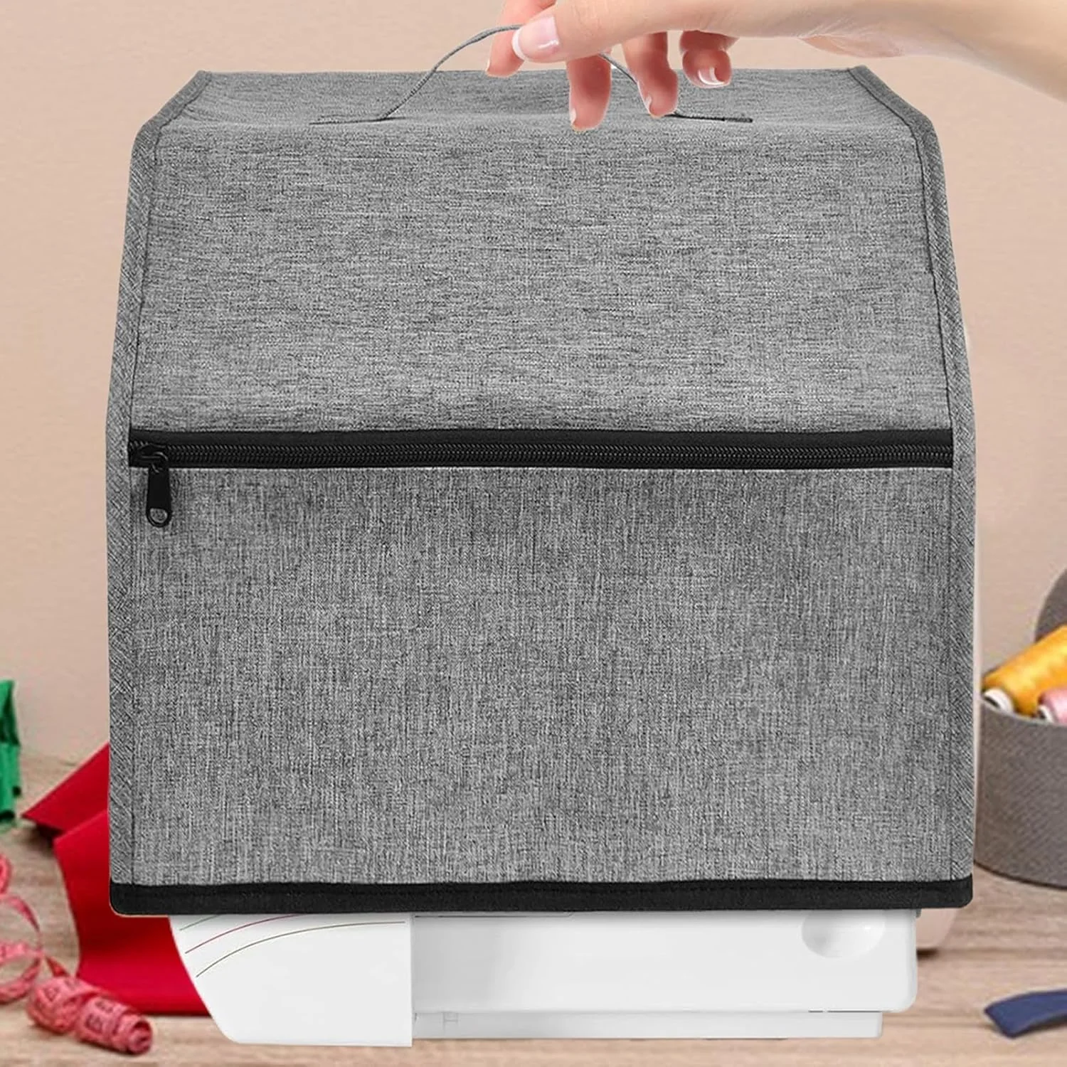 روکش محافظ چرخ خیاطی - کیف چرخ خیاطی با جیب های نگهداری | طراحی دسته دار، روکش محافظ ضد خش برای اکثر دستگاه های استاندارد