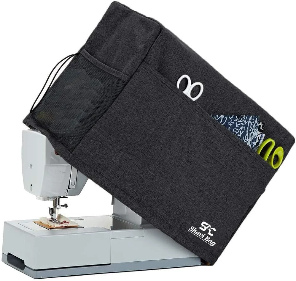 روکش پارچه ای ماشین دوخت سنگین SHAVI BAGS با جیب های نگهداری، روکش ماشین دوخت، روکش ماشین برای ماشین بخیه مشکی