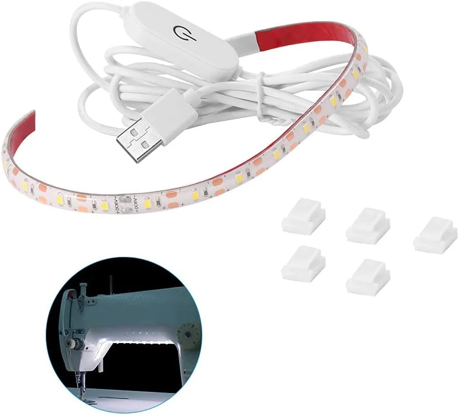 چراغ خیاطی USB، چراغ نواری خیاطی فوق العاده روشن 30 سانتی متری 5 ولت 3.6 وات 18 ال ای دی با دیمر لمسی ضد آب IP55 برای پس زمینه تلویزیون کابینت، 6500K
