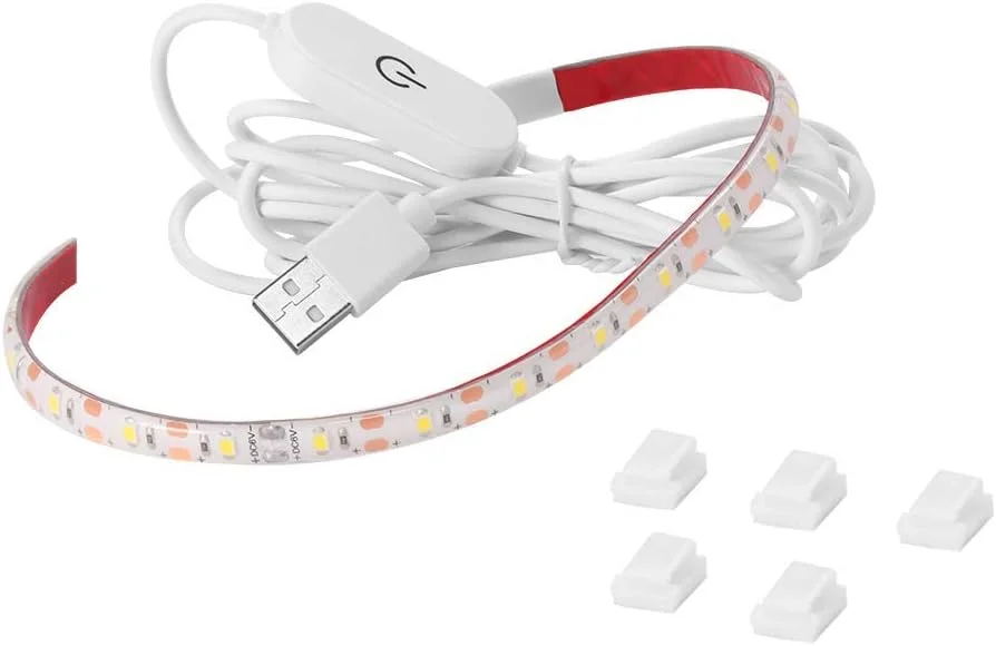 چراغ خیاطی USB، نوار چراغ خیاطی فوق العاده روشن 30 سانتی متری 5 ولت 3.6 وات با 18 LED و دیمر لمسی ضد آب IP55 برای پس زمینه تلویزیون کابینت، 4000K