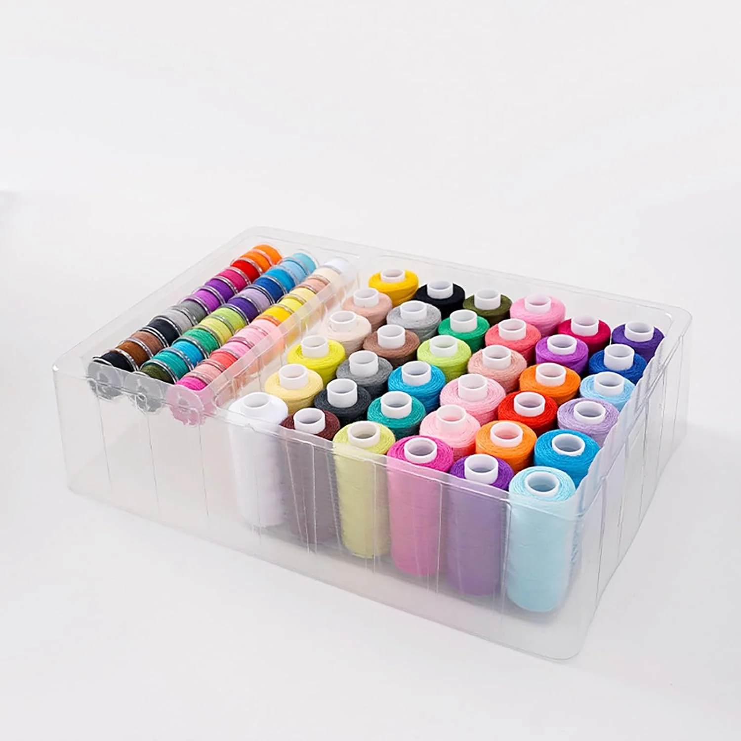 لوازم خیاطی شامل ۹۹ عدد نخ خیاطی و مجموعه پایه های چرخ خیاطی، ۷۲ قرقره نخ خیاطی و ۲۷ سایز مختلف پایه چرخ خیاطی