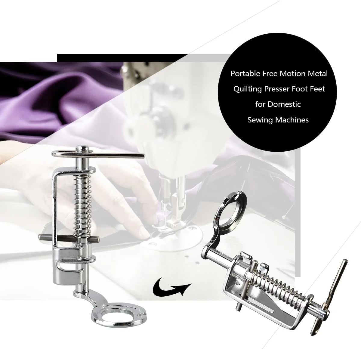 بسته 2 عددی پایه لحاف دوزی، پایه لحاف دوزی دست آزاد، پایه فشاری دست آزاد برای چرخ خیاطی