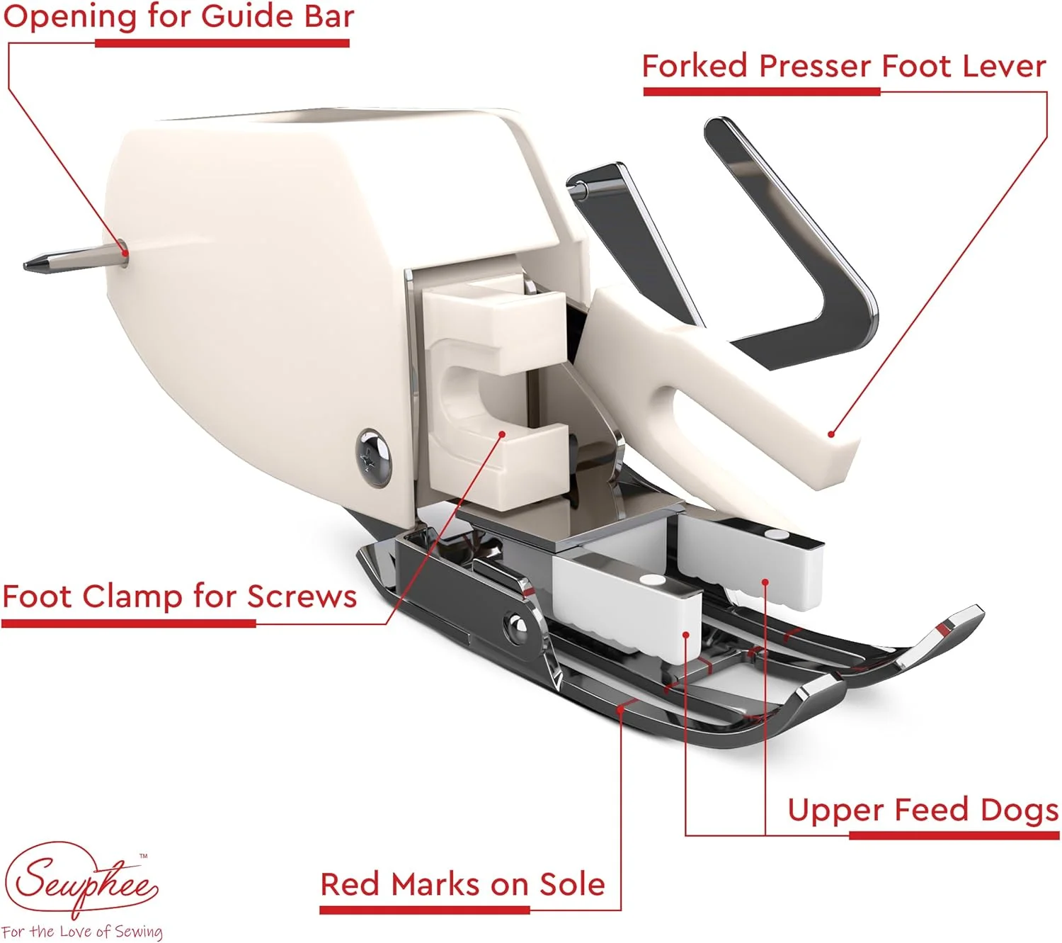 پایه دوخت باز ارتقا یافته Sewphee 2024 به همراه راهنما و پایه لحاف دوزی 1/4 اینچی - مناسب برای چرخ خیاطی های Brother و Singer