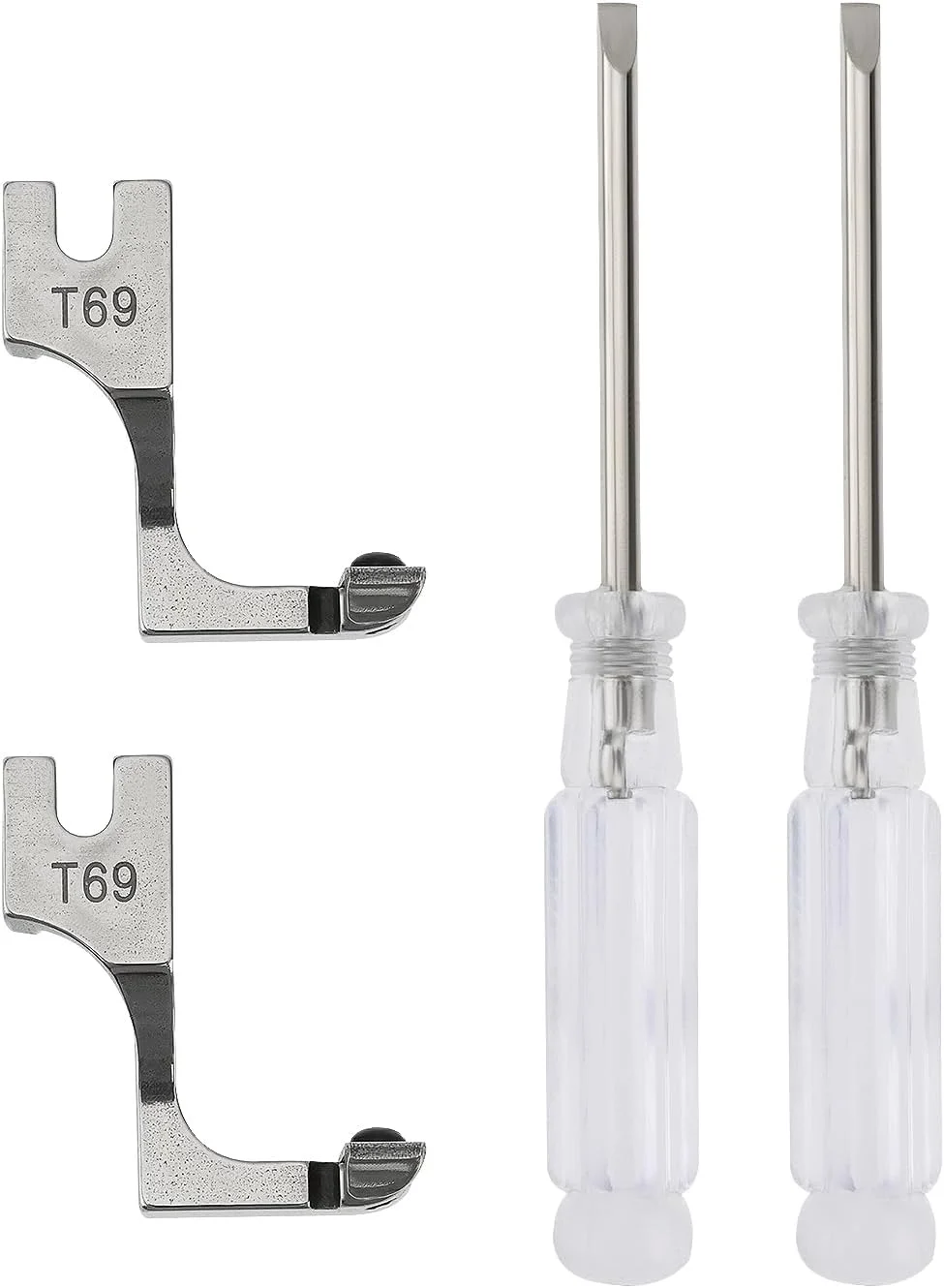 SG Store 2 عدد پایه زیپ نامرئی قابل تنظیم T69 به همراه پیچ گوشتی برای کار بر روی لباس، کیف و سایر پروژه های خیاطی، نصب دقیق زیپ، کیت پایه فشار دهنده زیپ