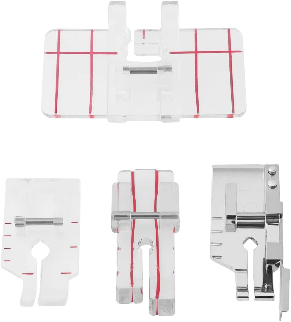ست ۴ عددی پایه چرخ خیاطی ۱/۴ اینچی سازگار با چرخ خیاطی های سینگر، برادر و بیبی لاک (۳ پایه پلاستیکی + ۱ پایه فلزی)