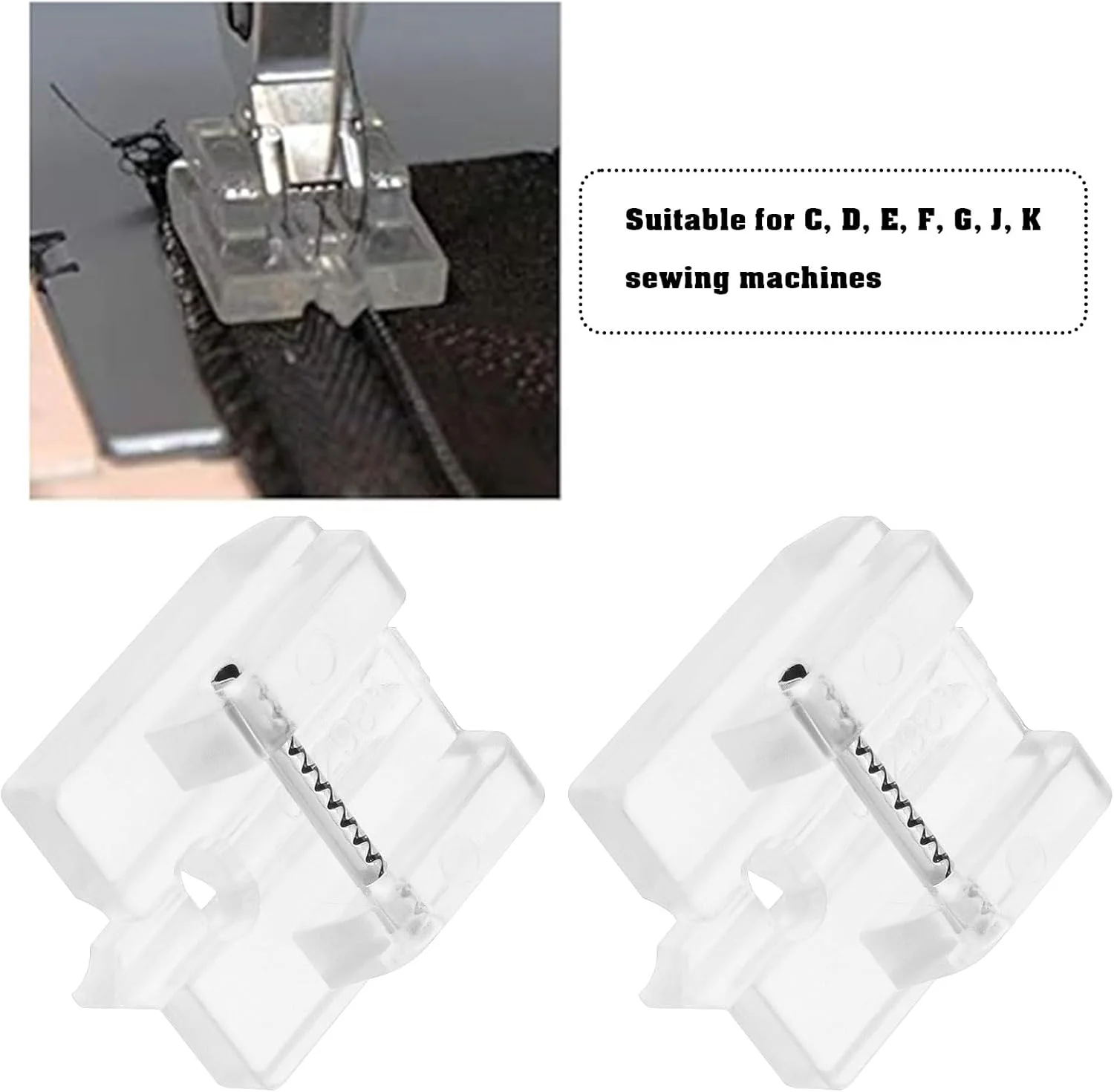 دو عدد پایه زیپ نامرئی شفاف فشاری 820474096 سازگار با Pfaff Expression 2014 سازگار با Hobby 42 سازگار با چرخ خیاطی Select 1471 150 1520