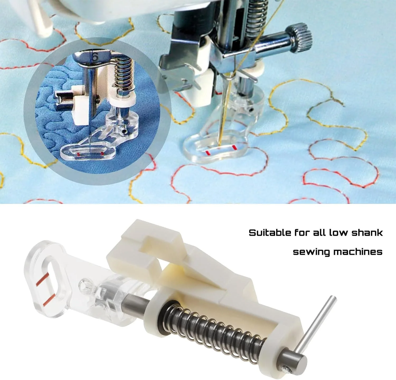 ۲ عدد پایه گلدوزی چرخ خیاطی ۵۰x۲۶.۹ میلی‌متر، پایه لحاف دوزی حرکت آزاد، سازگار با چرخ خیاطی های سینگر، برادر و بیبی لاک