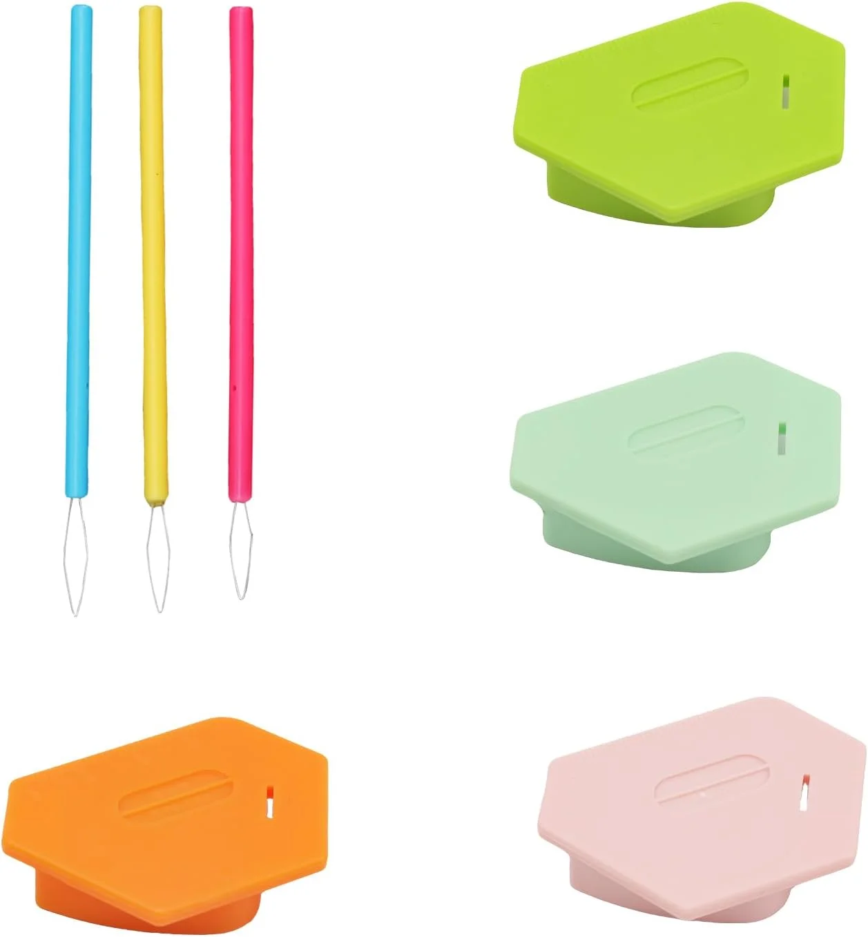 بسته 4 عددی راهنمای درز مغناطیسی با مقیاس، ابزار لبه دوزی مغناطیسی چند ضلعی، راهنمای درز چرخ خیاطی با سوزن نخ کن برای مصارف خانگی و استودیو خیاطی