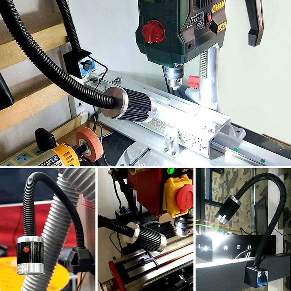 چراغ های ال ای دی 220 ولت SHHUAOIL برای ماشین آلات 9 وات CNC تراش فرز چراغ های ماشین شلنگ انعطاف پذیر 360 اتلاف حرارت فوق العاده سریع مصرف برق پایین انواع روشنایی ماشین