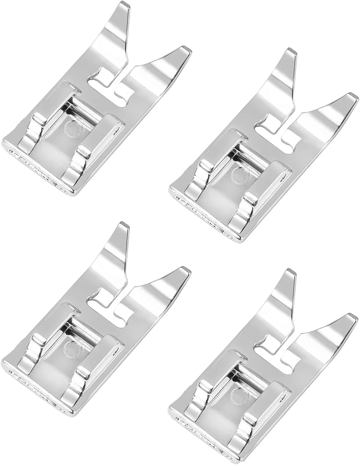 بسته 4 عددی پایه فلزی پرس جهانی، پایه چند منظوره، پایه های چرخ خیاطی استیل ضد زنگ، پایه زیپ برای چرخ خیاطی های سینگر، برادر، W6، ژانومه، دورینا، مایستر (نقره ای)