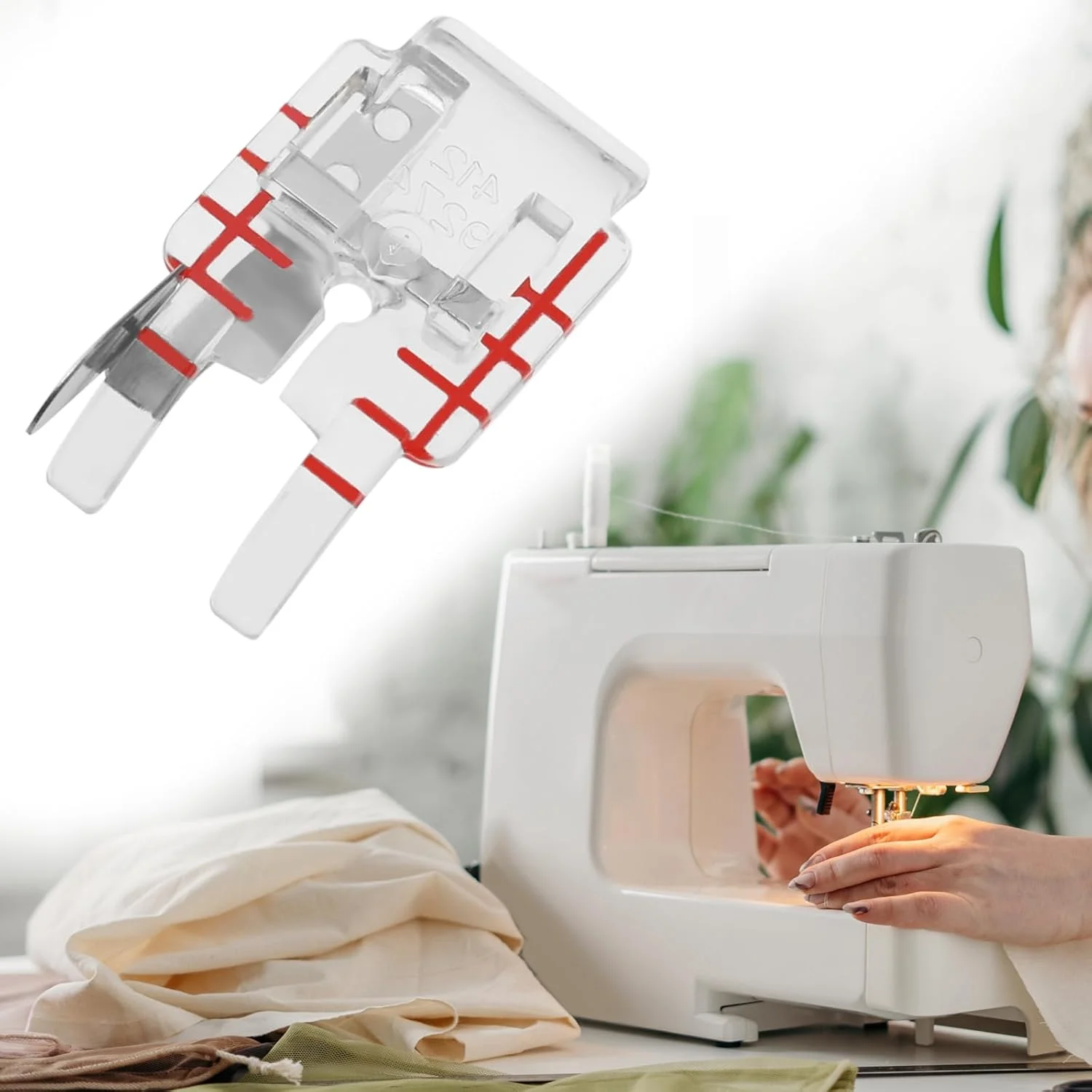 پایه دوخت 1/4 اینچی SING F LTD همراه با راهنما سازگار با چرخ خیاطی های خانگی هاسکوارنا وایکینگ مدل 412927445 پلاستیکی شفاف