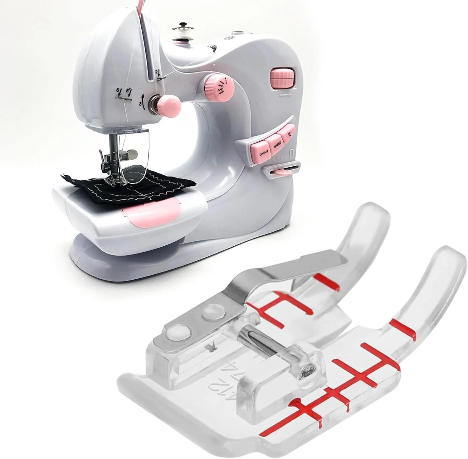 پایه دوخت 1/4 اینچی SING F LTD همراه با راهنما سازگار با چرخ خیاطی های خانگی هاسکوارنا وایکینگ مدل 412927445 پلاستیکی شفاف