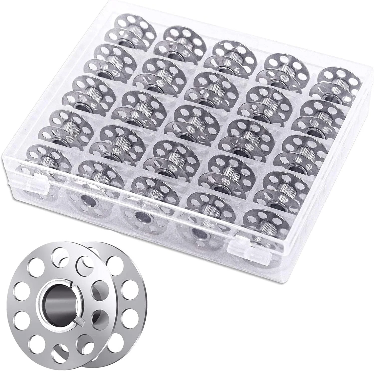 ماسوره چرخ خیاطی، ماسوره خالی چرخ خیاطی با جعبه نگهداری، ماسوره فلزی نخ، 25 عدد