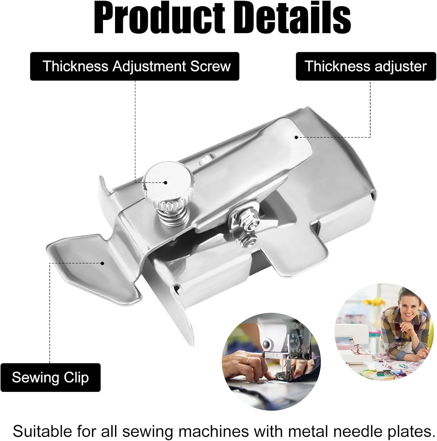 مجموعه 4 عددی پایه لب تو (لول) چرخ خیاطی + راهنمای درز مغناطیسی، لوازم جانبی چرخ خیاطی 7/8/9/10 میلی متری، پایه لب تو (لول) برای چرخ خیاطی، پایه دوخت برای لول کردن لبه ها