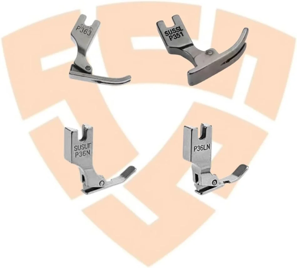 مجموعه پایه های چرخ خیاطی صنعتی شامل پایه P36LN، پایه P36N، پایه P351، پایه P363، پایه MT18، پایه T35 و پیچ تعویض سریع