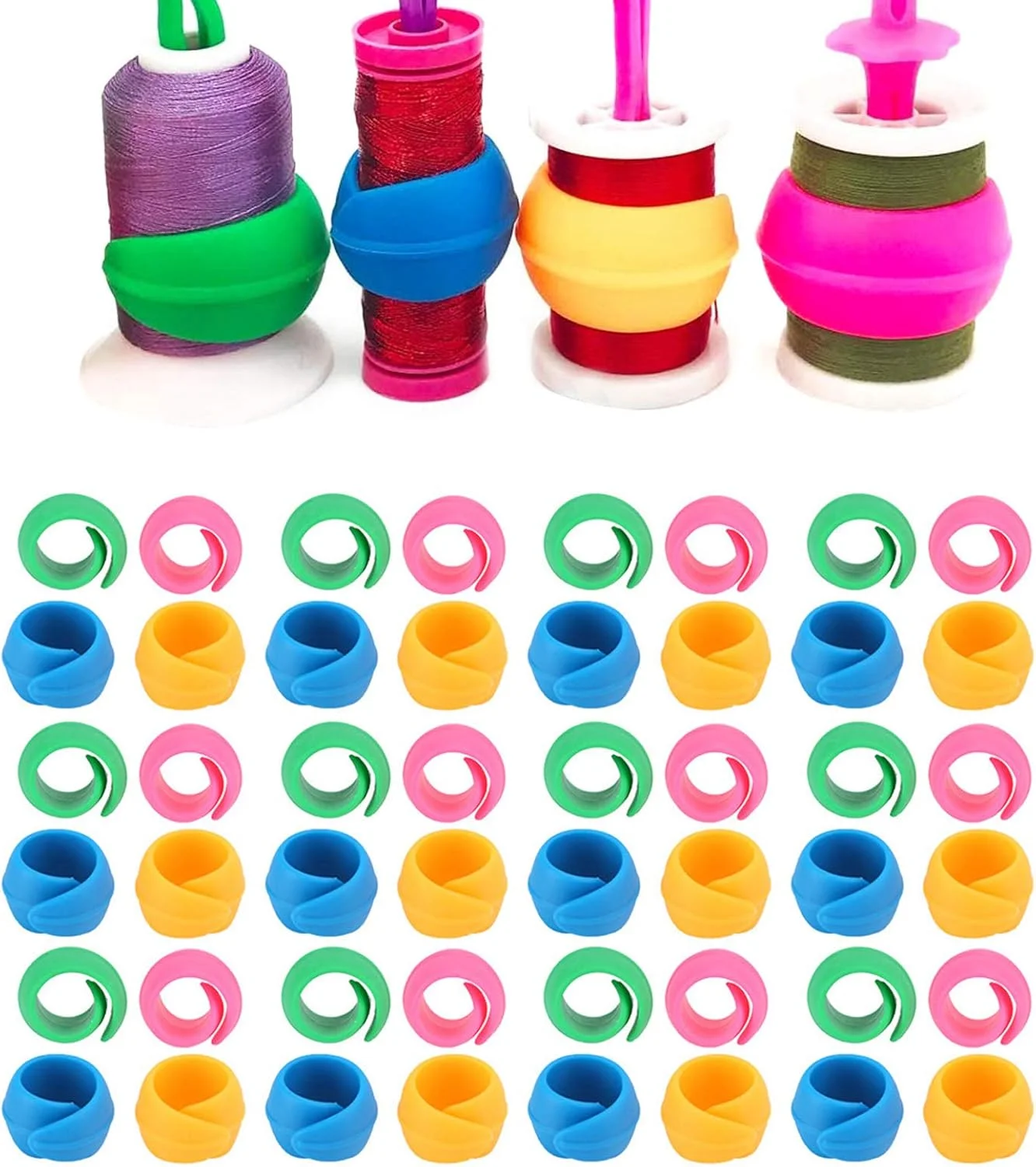 نگهدارنده قرقره نخ، 48 عدد محافظ سیلیکونی قرقره نخ، سازمان دهنده نگهدارنده ماسوره برای چرخ خیاطی