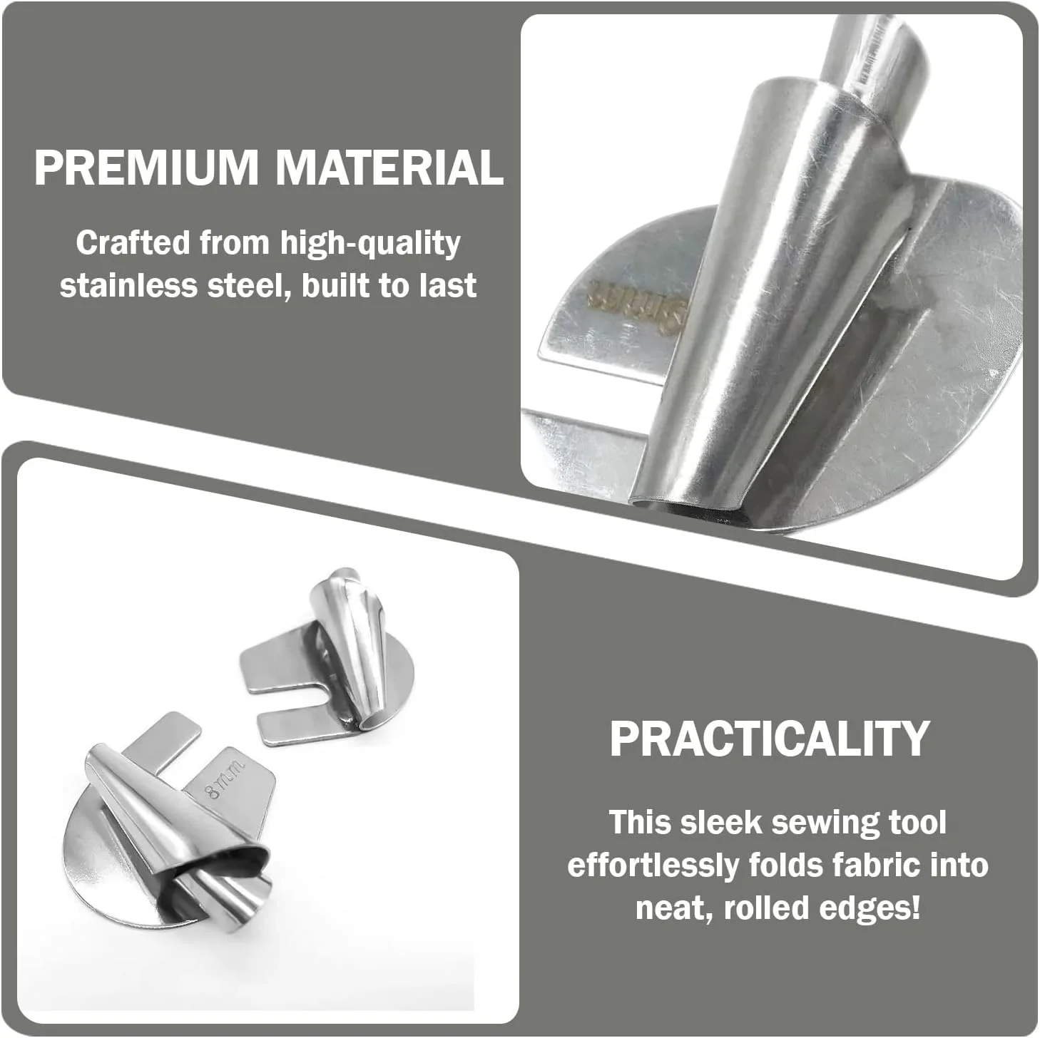 ست 4 عددی پایه لب تو (7/8/9/10 میلی متر)، پایه های باریک لبه دوزی استیل ضد زنگ، لوازم جانبی چرخ خیاطی برای مصارف خانگی، DIY و چرخ خیاطی های صنعتی