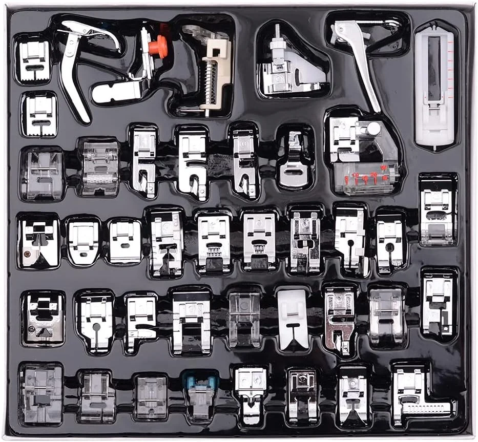 مجموعه ۴۲ عددی پایه های چرخ خیاطی استیل ضد زنگ برای ژانومه، برادر، سینگر، کیت تعمیر